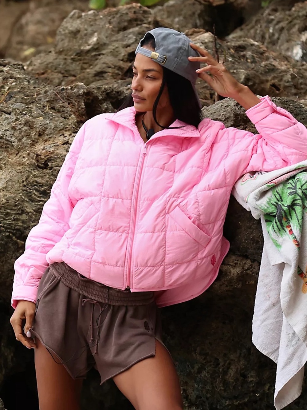 Free People Pippa Packable Puffer Jacket Bubble Gum Pink